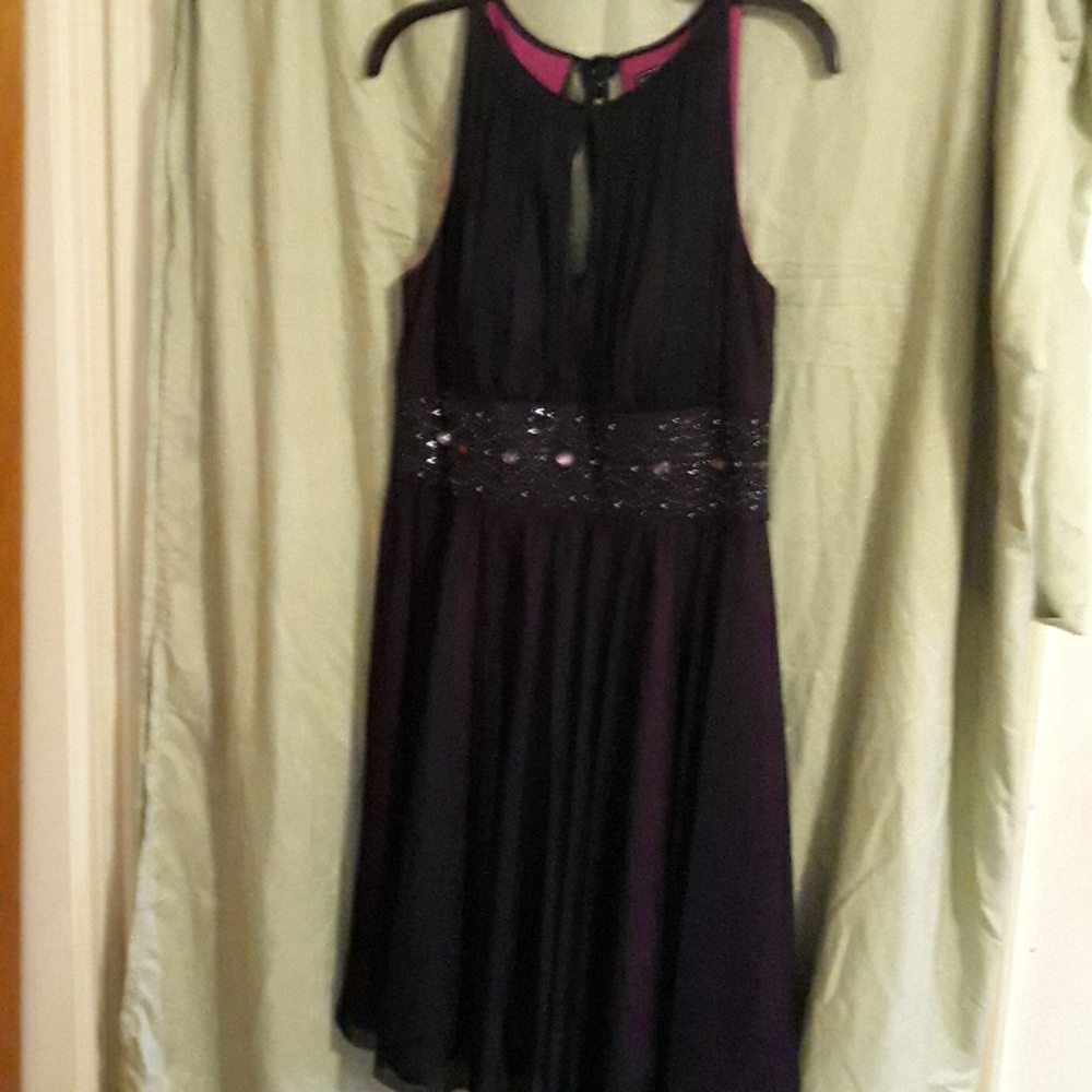 Beaded waist layered evening dress